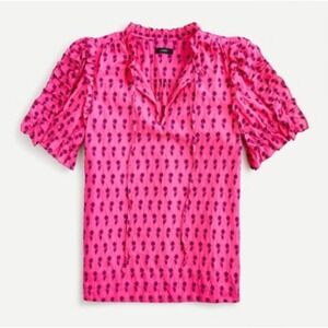 J. Crew Women's Small Pink Ruffle-sleeve‎ cotton voile top